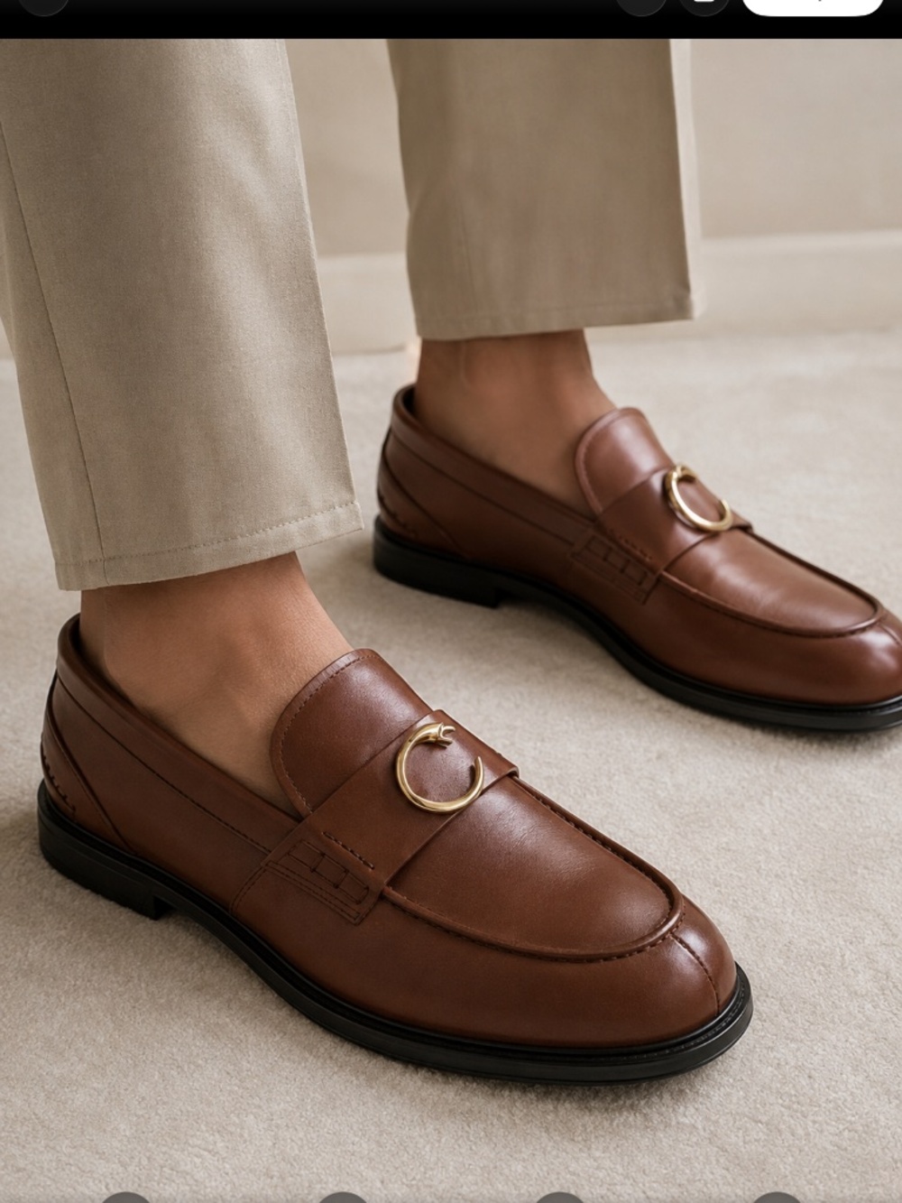 Roberto Cavalli Logo Bit Loafer in brown leather